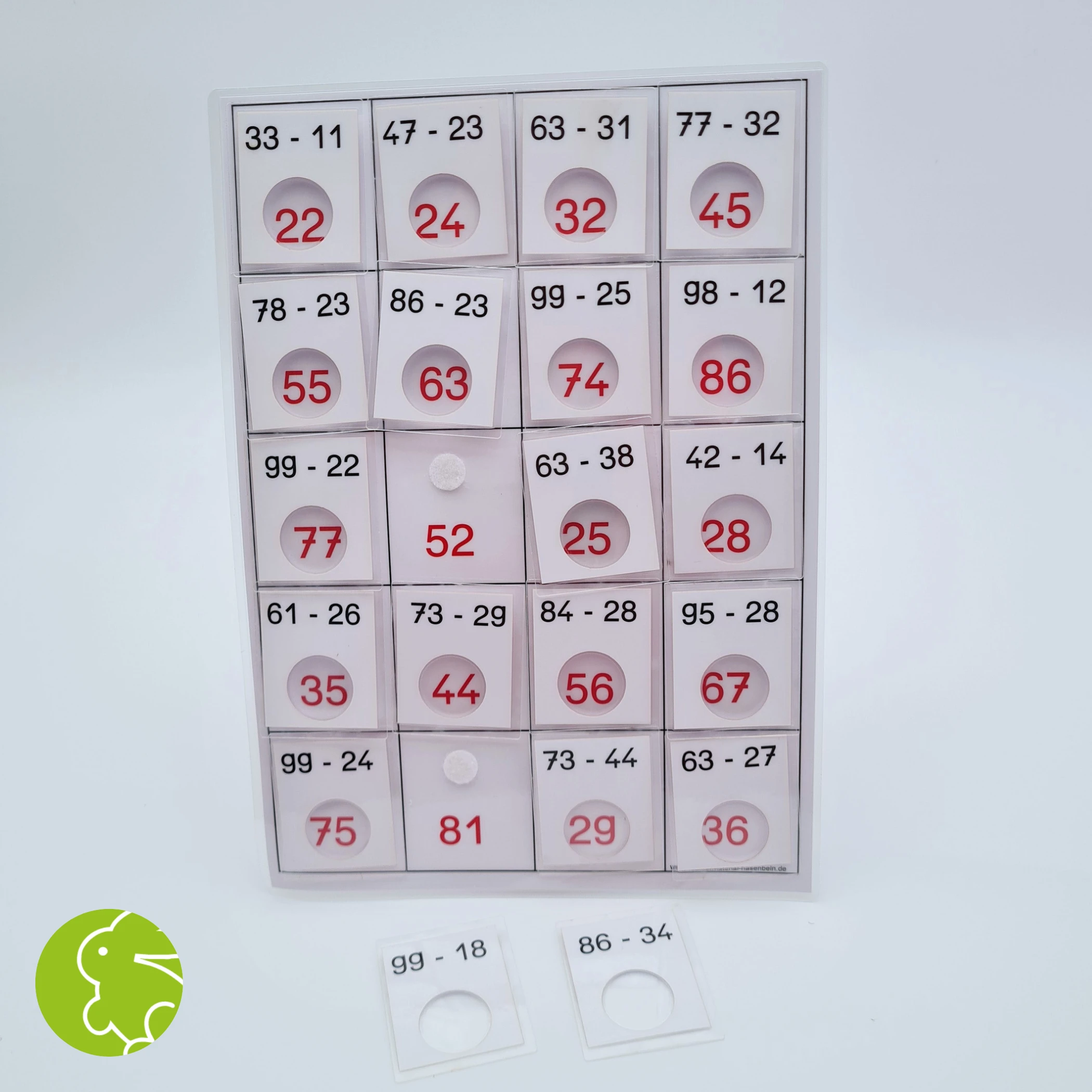 Subtraktionslotto 100 (gem.10er-gem.10er)